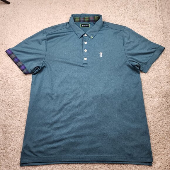 William Murray Golf Polo Mens L  Button Down Shirt Solid Print Blue  Y2K  clean - Picture 3 of 9